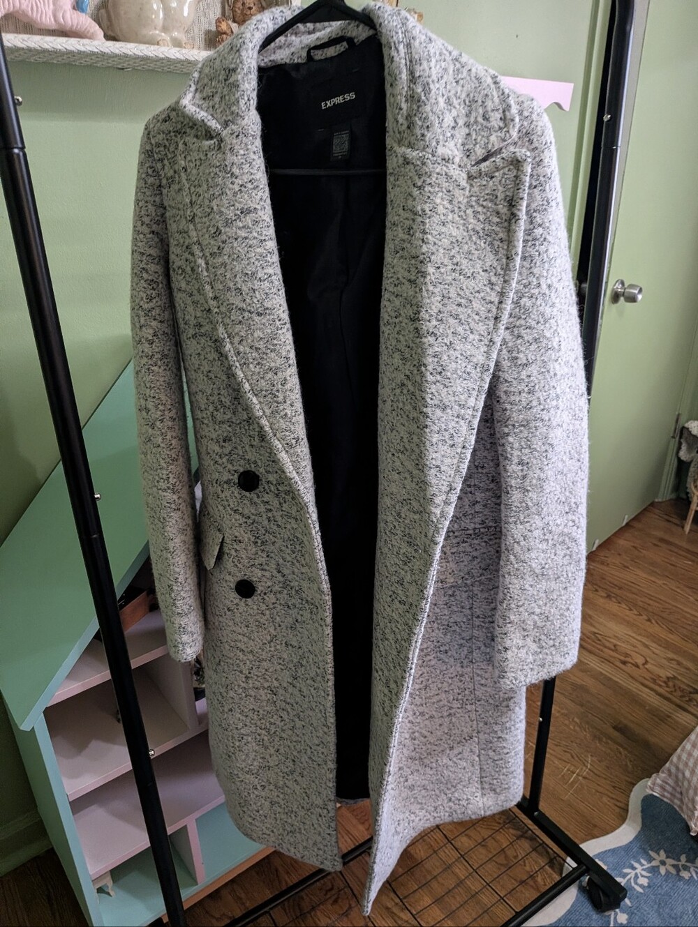 Express Gray Tweed Long Coat